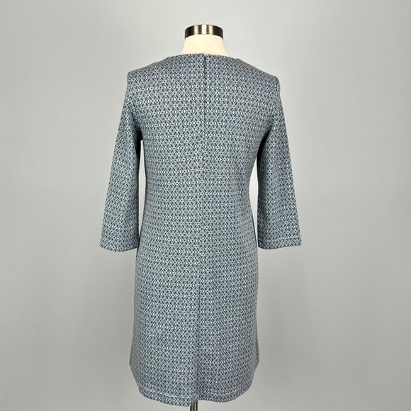 Tyler Boe Cindy Dress Inverted Pleat Blue Gray Geo Print Pockets Medium - Picture 6 of 12
